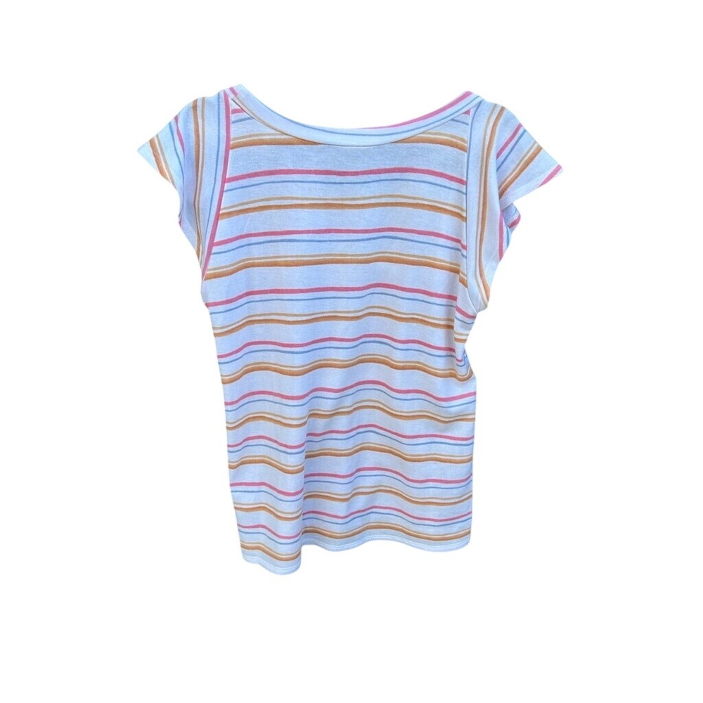 ANDREE Soft flutter sleeve striped shirt.  Vintage vibe, extremely soft.  Sz M - Picture 4 of 4